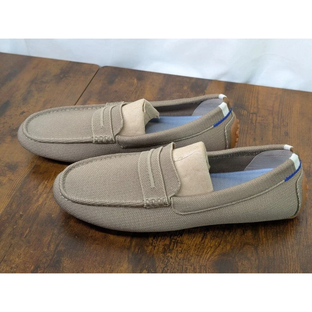 Rothy's The Driver Loafers NWOT 11 Latte Tan Blue Insole Penny Flats